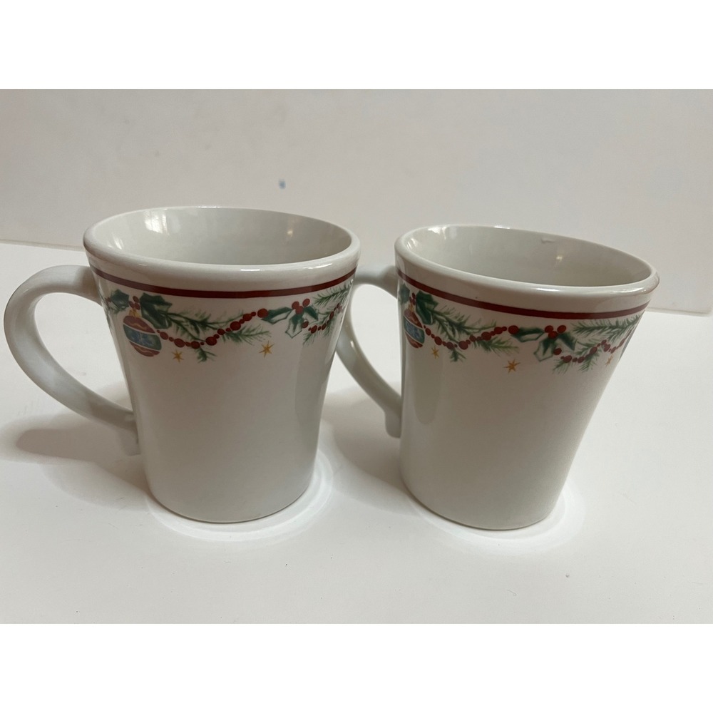 Farberware Holiday Treats Coffee Mugs Set of 2 Christmas Garland 2125 Ceramic